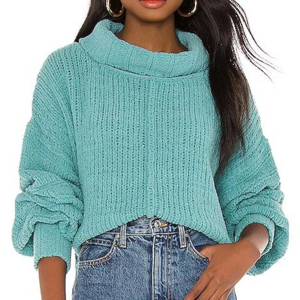 NWT Free People Be Yours Pullover Knit Sweater Emerald Aura Size Small